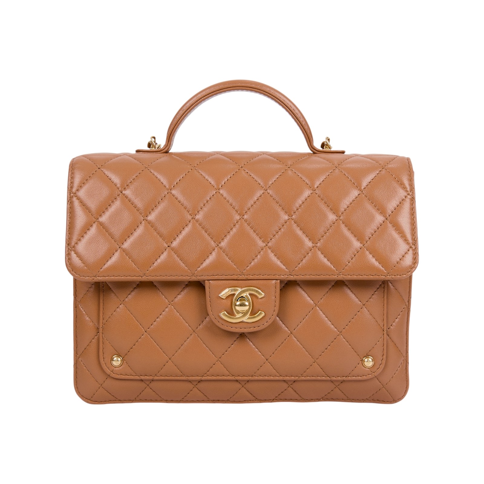 香奈兒 CHANEL CF CC LOGO 雙肩包 AS5704 B21436 晶片款 駝色羊皮後背包 原廠盒子/防塵袋/購買證明