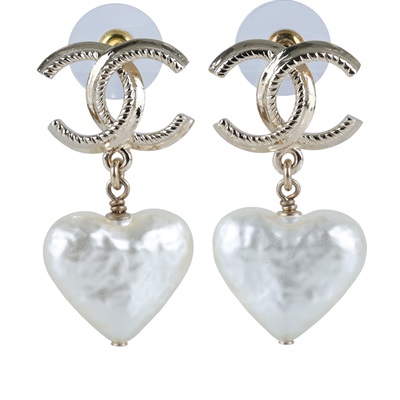 香奈兒 CHANEL CC LOGO 耳環 耳釘 B24V 雙C垂墜愛心耳環 原廠盒子