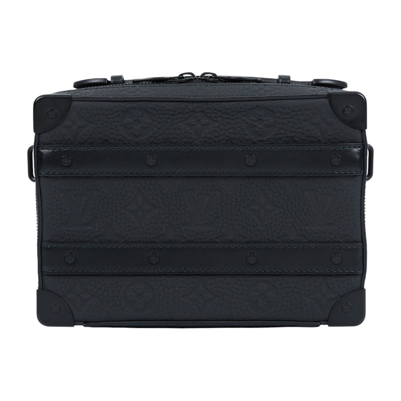 路易威登 LOUIS VUITTON Handle Soft Trunk 郵差 斜挎包 黑色 M59163 晶片款 黑原花壓紋SOFT TRUNK 無附屬品
