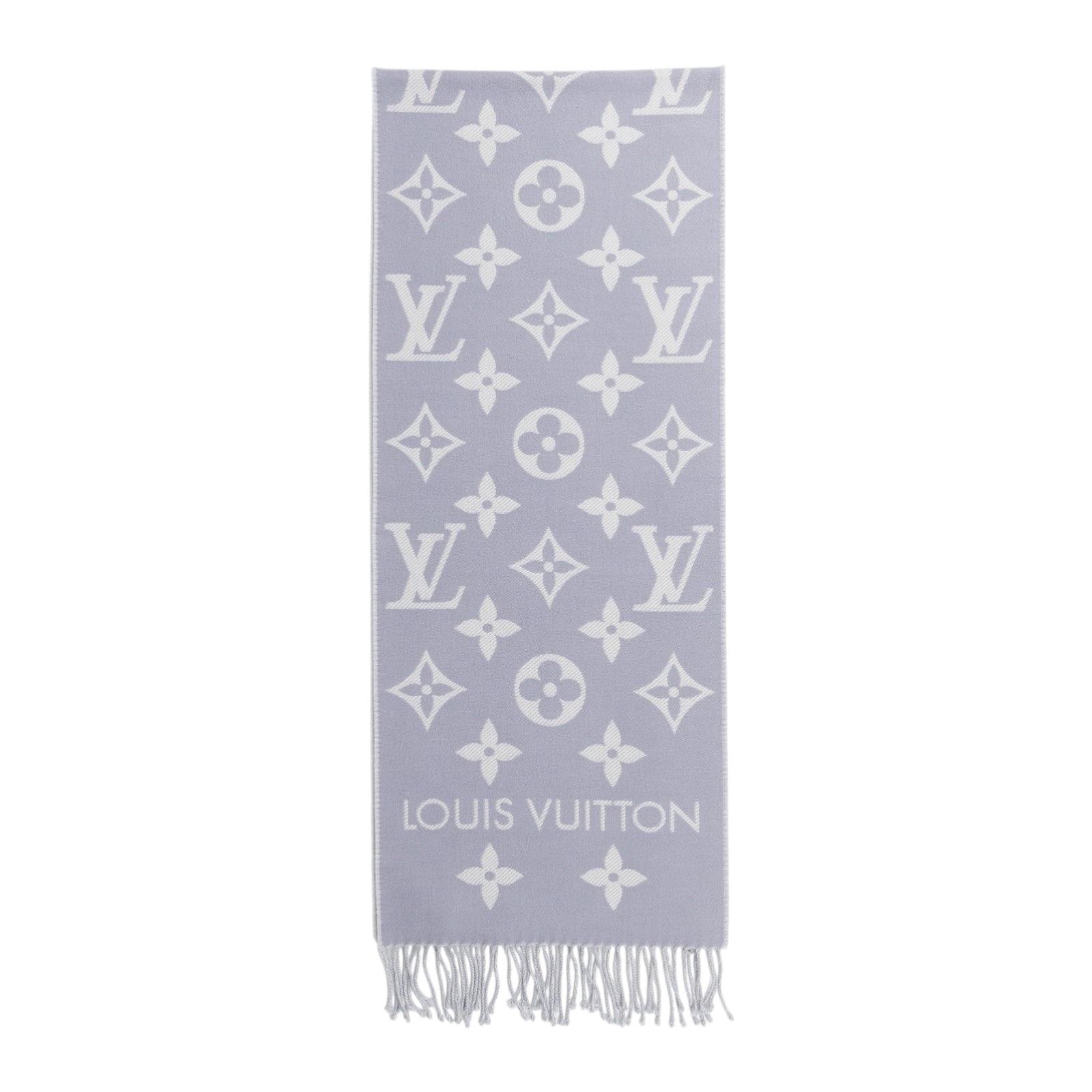 路易威登 LOUIS VUITTON LV Essential 圍巾 淺灰色 M77727 淡紫ESSENTIAL雙面圍巾 原廠盒子
