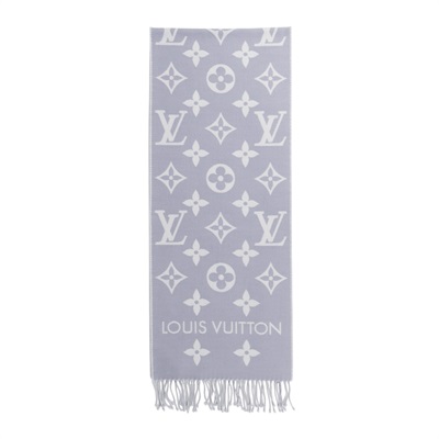 路易威登 LOUIS VUITTON LV Essential 圍巾 淺灰色 M77727 淡紫ESSENTIAL雙面圍巾 原廠盒子