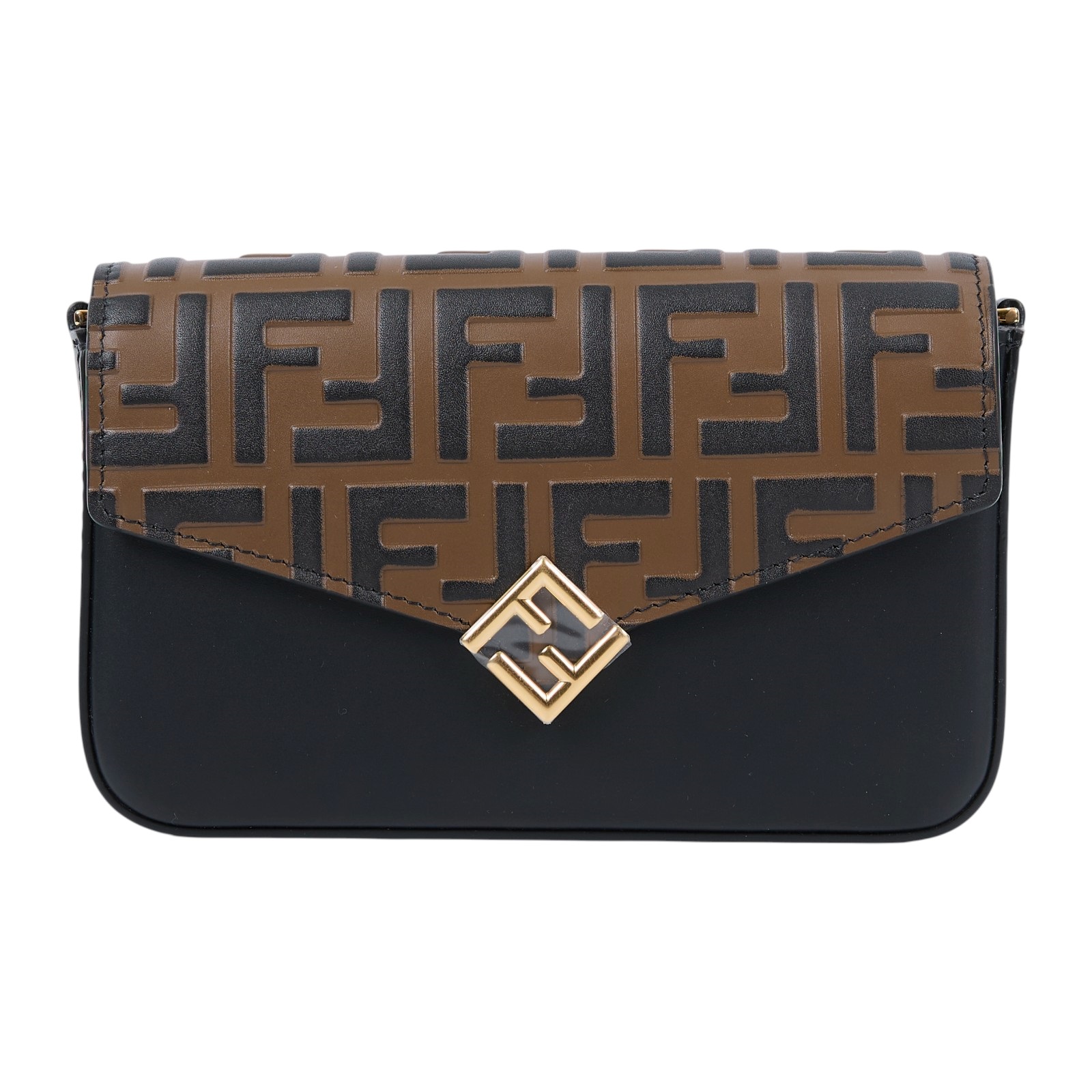 芬迪 FENDI FF Diamonds 鏈帶 皮夾 錢包 8M0509AVN9 棕FF WOC 原廠盒子/防塵袋