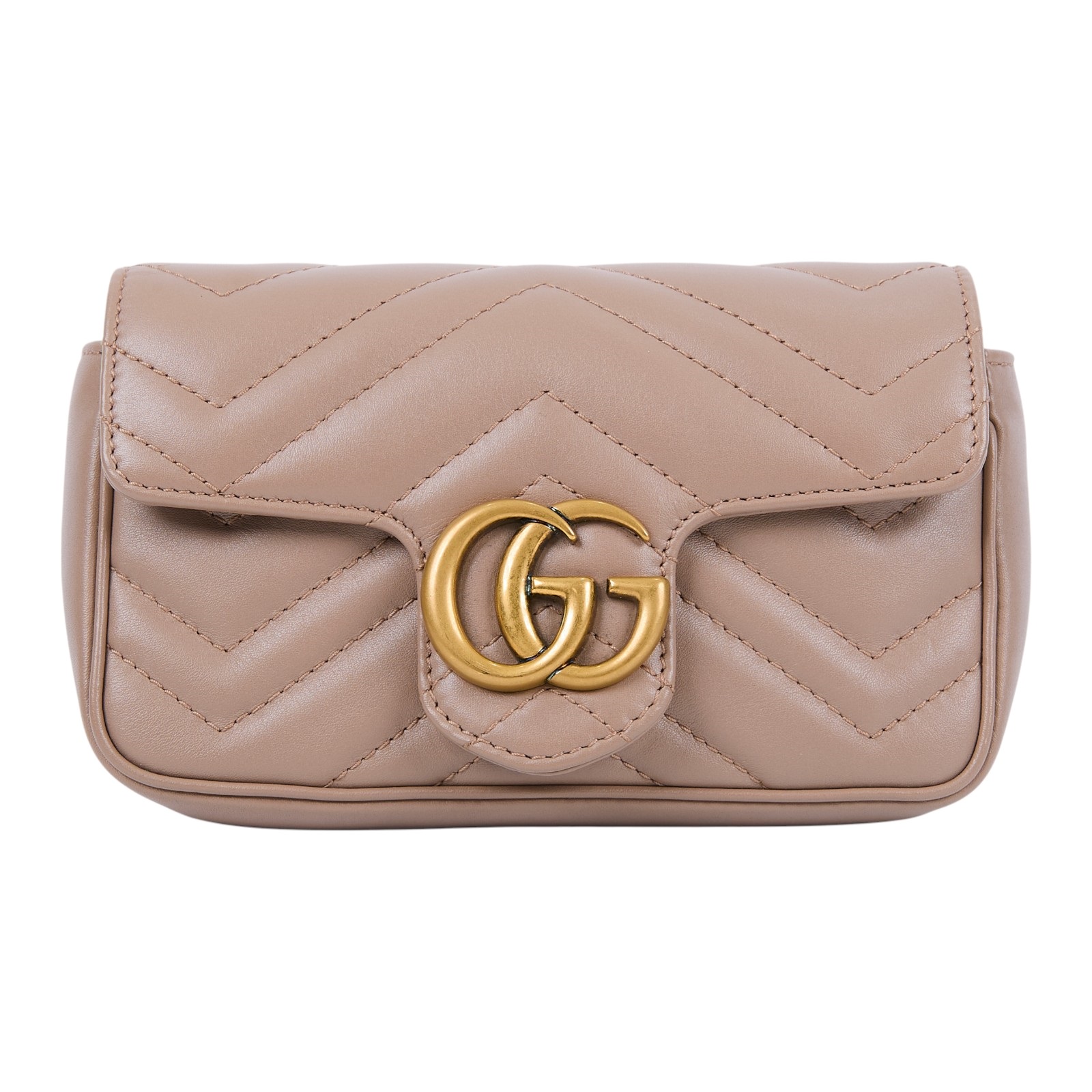 古馳 GUCCI GG Mormont 絎縫 超迷你袋 476433 DTDCT 藕粉MARMONT MINI 鍊帶