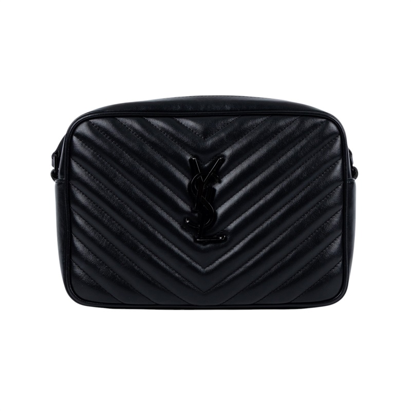 聖羅蘭 YSL SAINT LAURENT Monogram V字紋 流蘇 斜背包 520534DV708 SO BLACK流蘇相機包 無附屬品