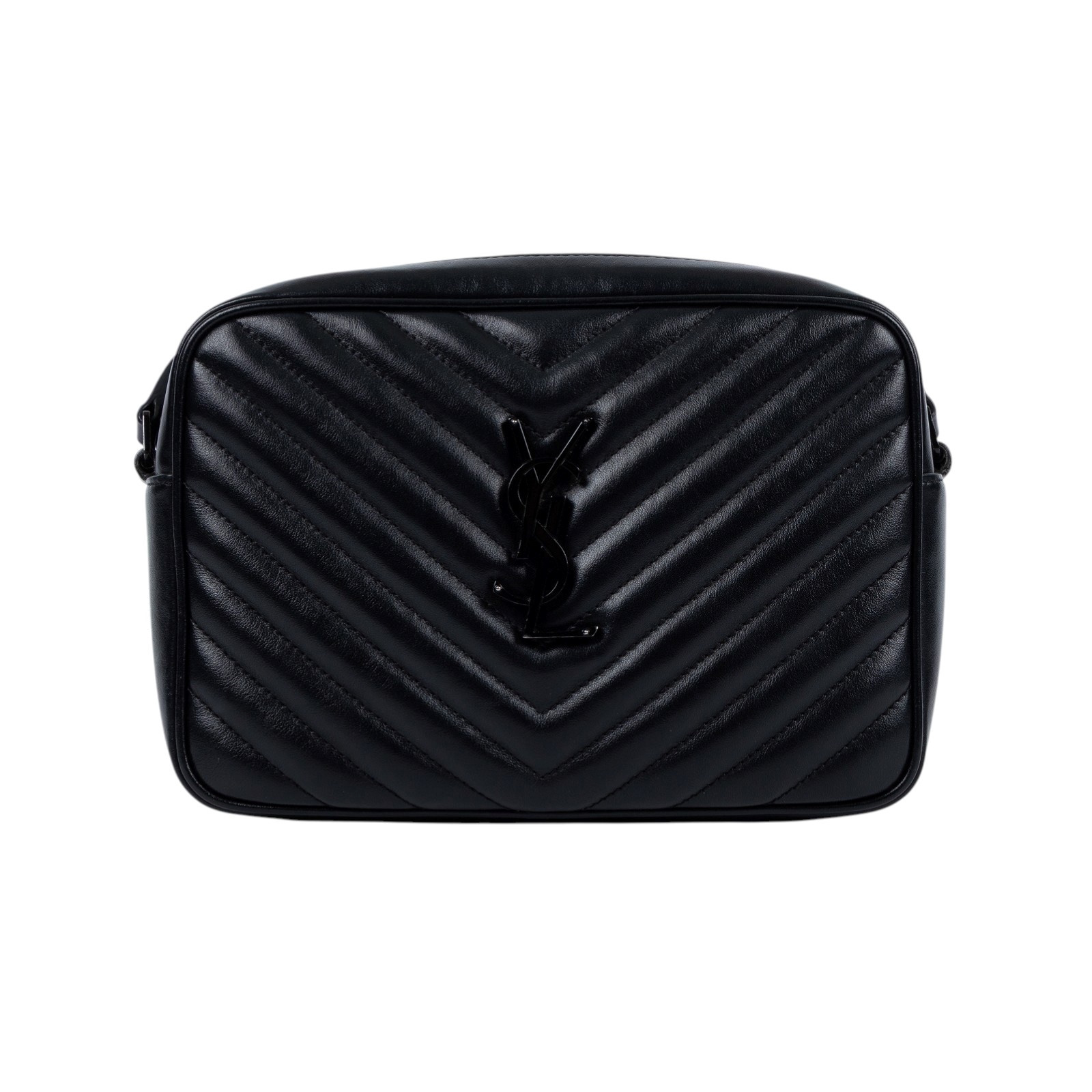 聖羅蘭 YSL SAINT LAURENT Monogram V字紋 流蘇 斜背包 520534DV708 SO BLACK流蘇相機包 無附屬品