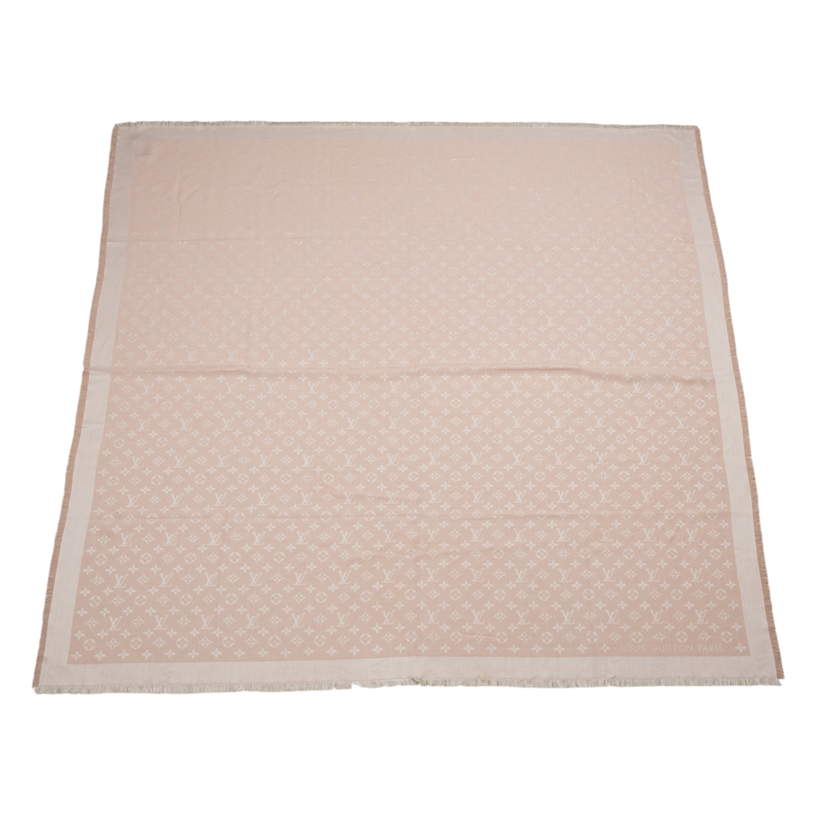 路易威登 LOUIS VUITTON Monogram Denim 披肩 M72046 粉原花圍巾 原廠盒子