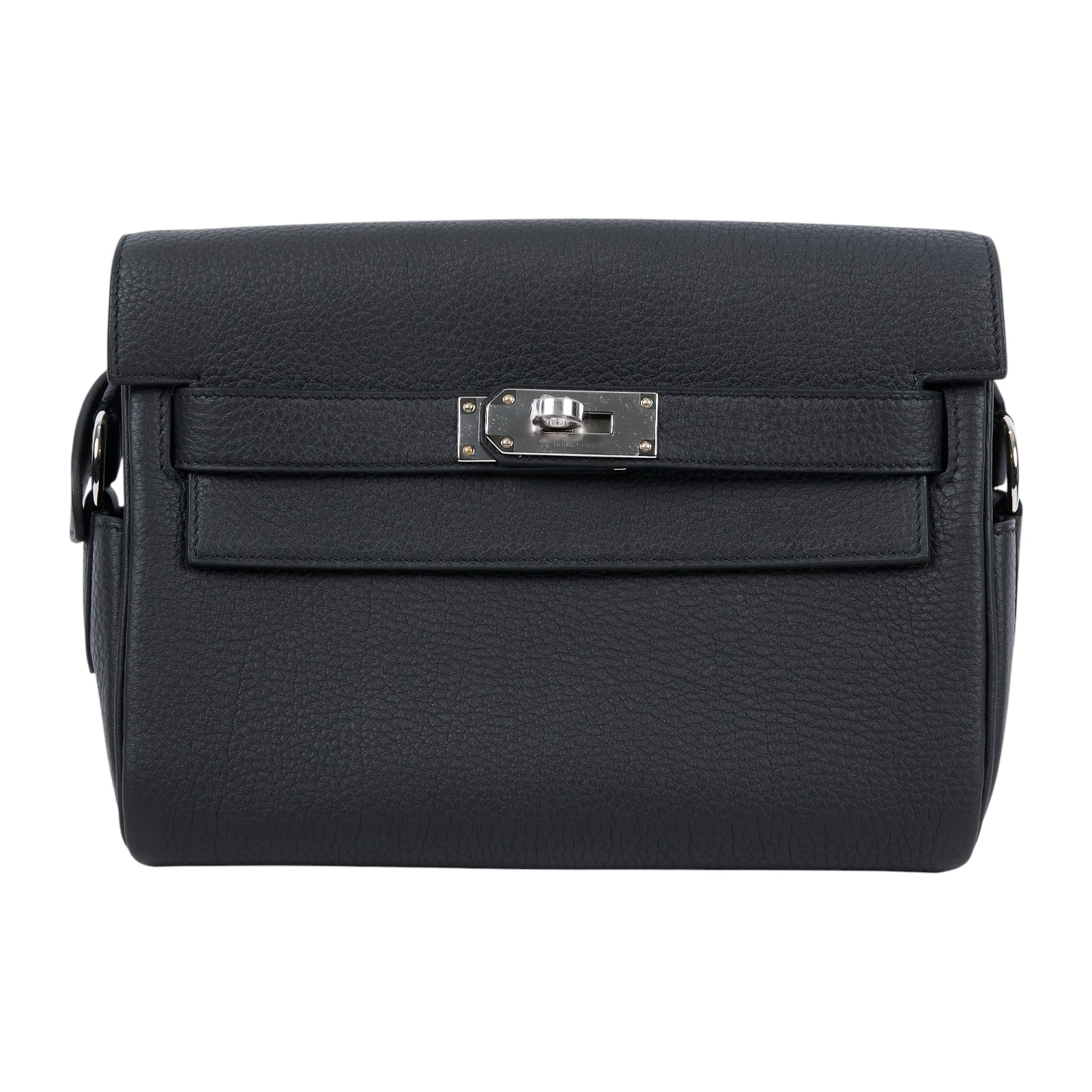 愛馬仕 Hermes Kelly Bag 凱莉包 Messenger PM 手提包 黑色 銀扣 H085671CK89 /K刻  原廠盒子/防塵袋/購買證明影本