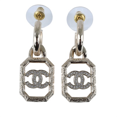 香奈兒 CHANEL CC LOGO 耳環 耳釘 B23K 方框雙C耳環 原廠盒子