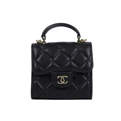 香奈兒 CHANEL CF 口蓋包 手提包 斜背包 肩背包 AP2682 B06660 晶片款 黑羊迷你鍊包 防塵袋