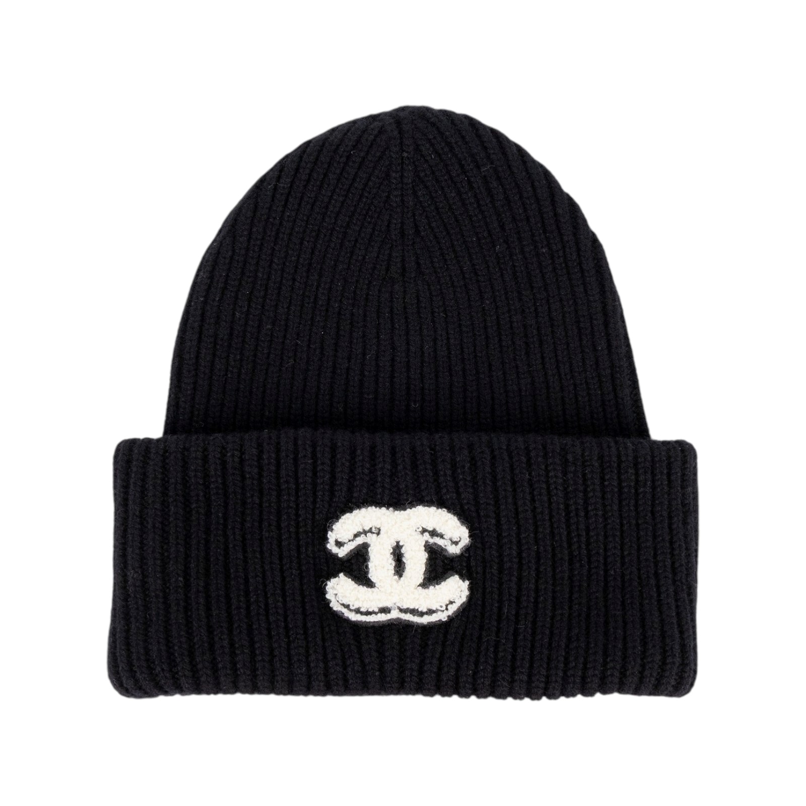 香奈兒 CHANEL CC LOGO 針織 毛帽 帽子 AAA398 黑底白LOGO毛帽 無附屬品