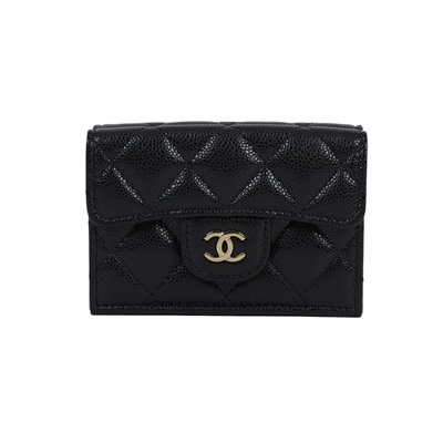 香奈兒 CHANEL 錢包 短夾 AP0230 晶片款 黑荔枝三折短夾 原廠盒子/防塵袋