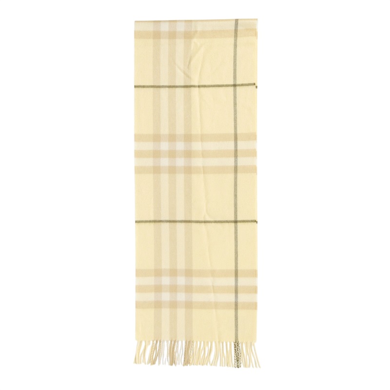 博柏利 BURBERRY 格紋 羊絨 圍巾 81127101 淺黃格紋圍巾 原廠盒子