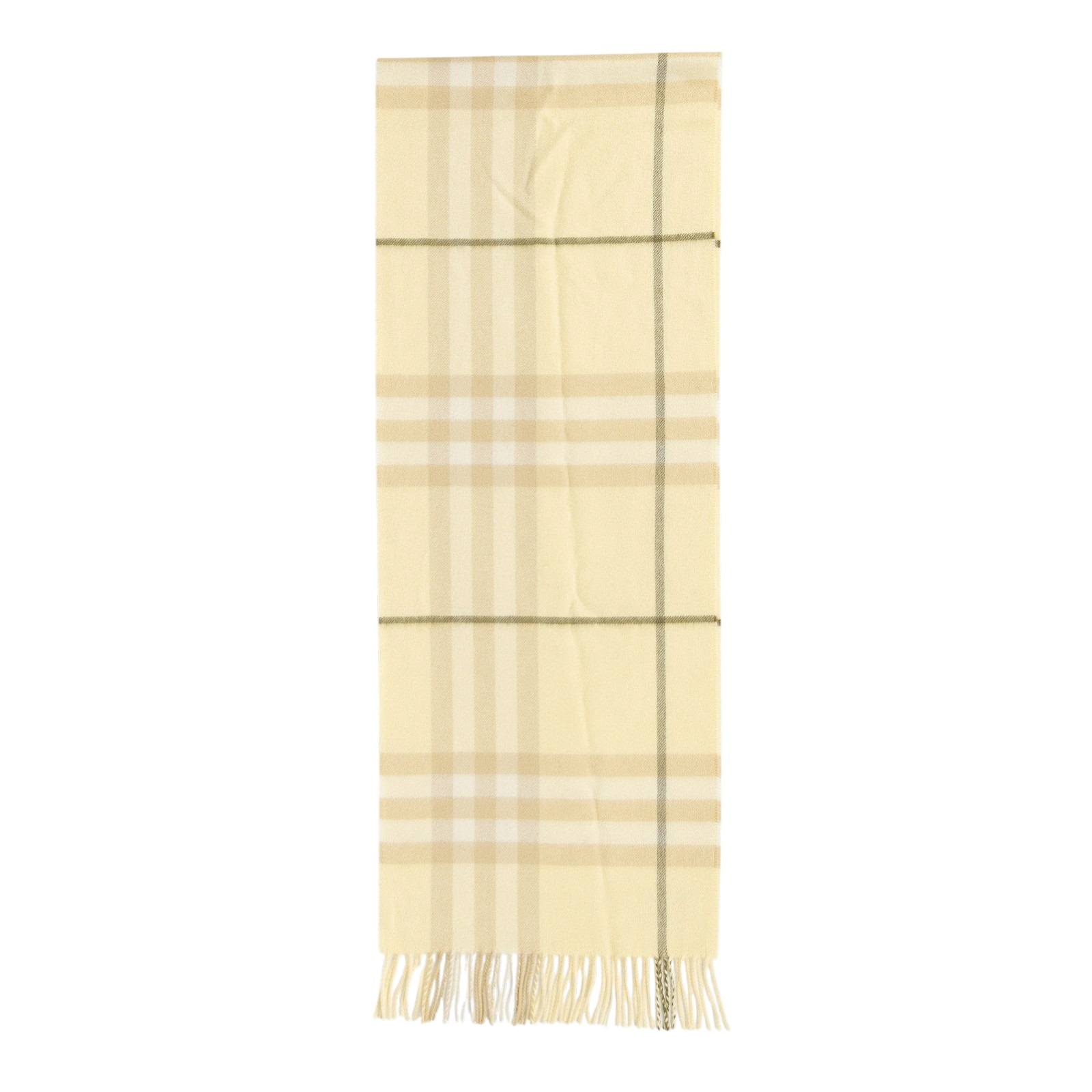 博柏利 BURBERRY 格紋 羊絨 圍巾 81127101 淺黃格紋圍巾 原廠盒子