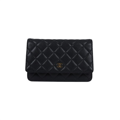 香奈兒 CHANEL 經典鏈子皮夾 菱格紋 CC LOGO AP0250 16開黑荔枝WOC 原廠盒子/保證卡