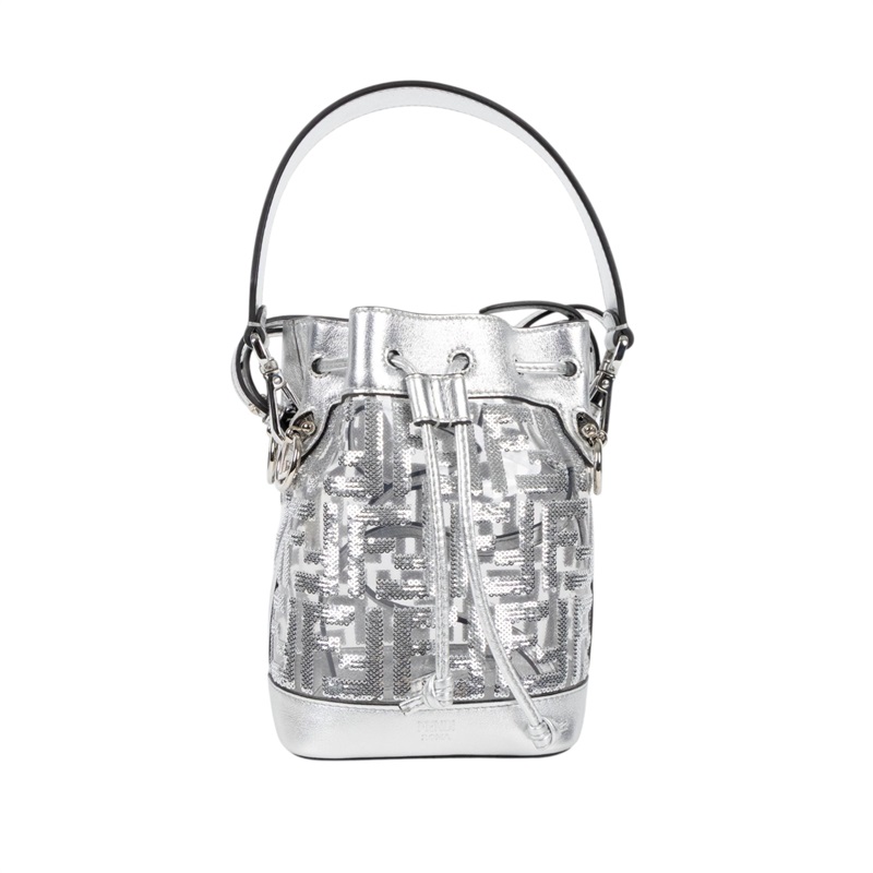 芬迪 FENDI Mon Tresor 迷你 手袋 8BS010AAFW 銀亮片FF水桶包 防塵袋