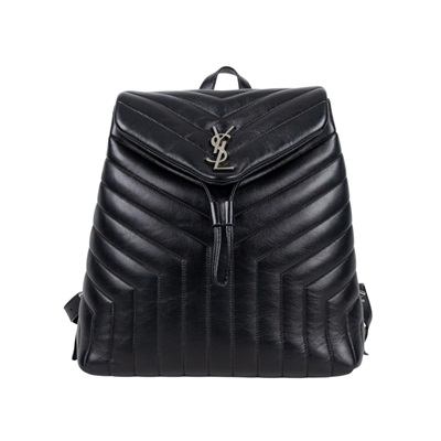 聖羅蘭 YSL SAINT LAURENT LouLou 後背包 中型 銀色五金 487219DV726 黑LOULOU後背包 防塵袋