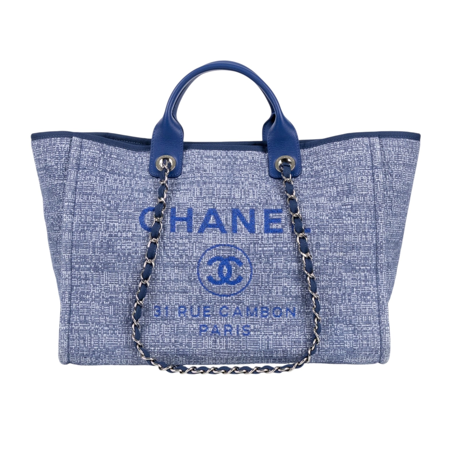 香奈兒 CHANEL DEAUVILLE MM 沙灘 托特包 A67001 25開深藍毛尼DEAUVILLE沙灘包 防塵袋/保證卡