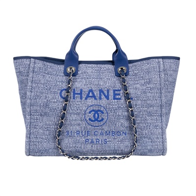 香奈兒 CHANEL DEAUVILLE MM 沙灘 托特包 A67001 25開深藍毛尼DEAUVILLE沙灘包 防塵袋/保證卡
