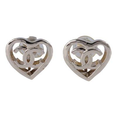 香奈兒 CHANEL CC LOGO  耳環 B22P 愛心雙C夾式耳環 原廠盒子