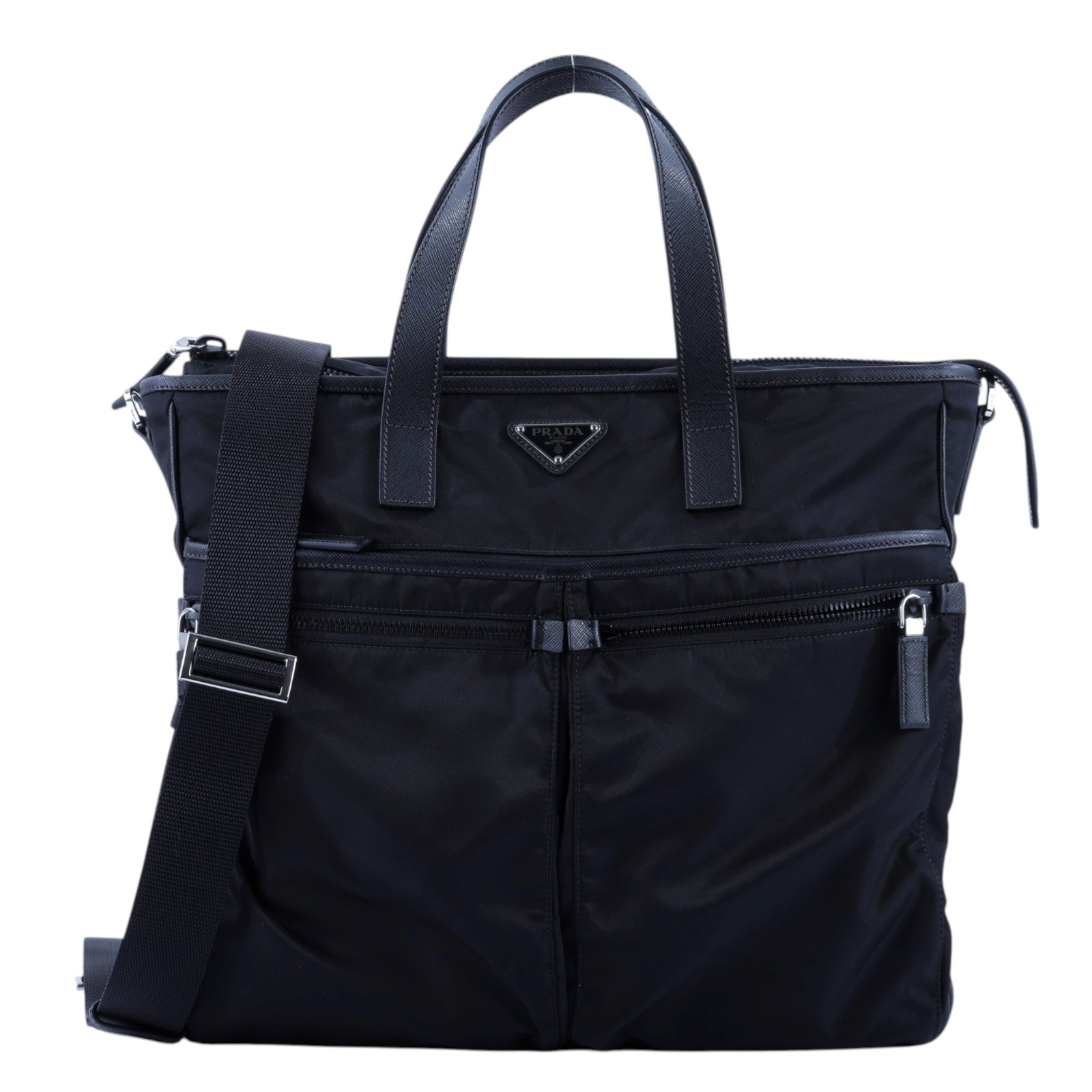 普拉達 PRADA Re-Nylon 公事包 2VG860_2DMH 黑尼龍公事包 防塵袋/背帶