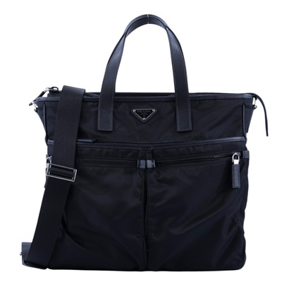 普拉達 PRADA Re-Nylon 公事包 2VG860_2DMH 黑尼龍公事包 防塵袋/背帶