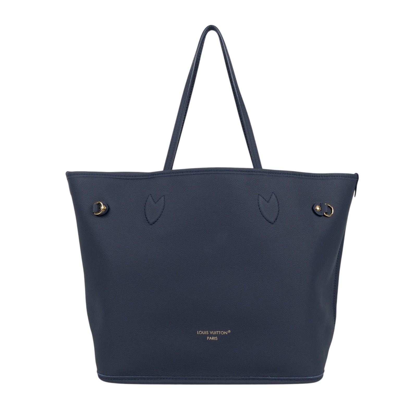 路易威登 LOUIS VUITTON Neverfull Inside Out MM 老花 牛皮 肩背包 雙面 海軍藍色 M14994 晶片款  防塵袋/內袋