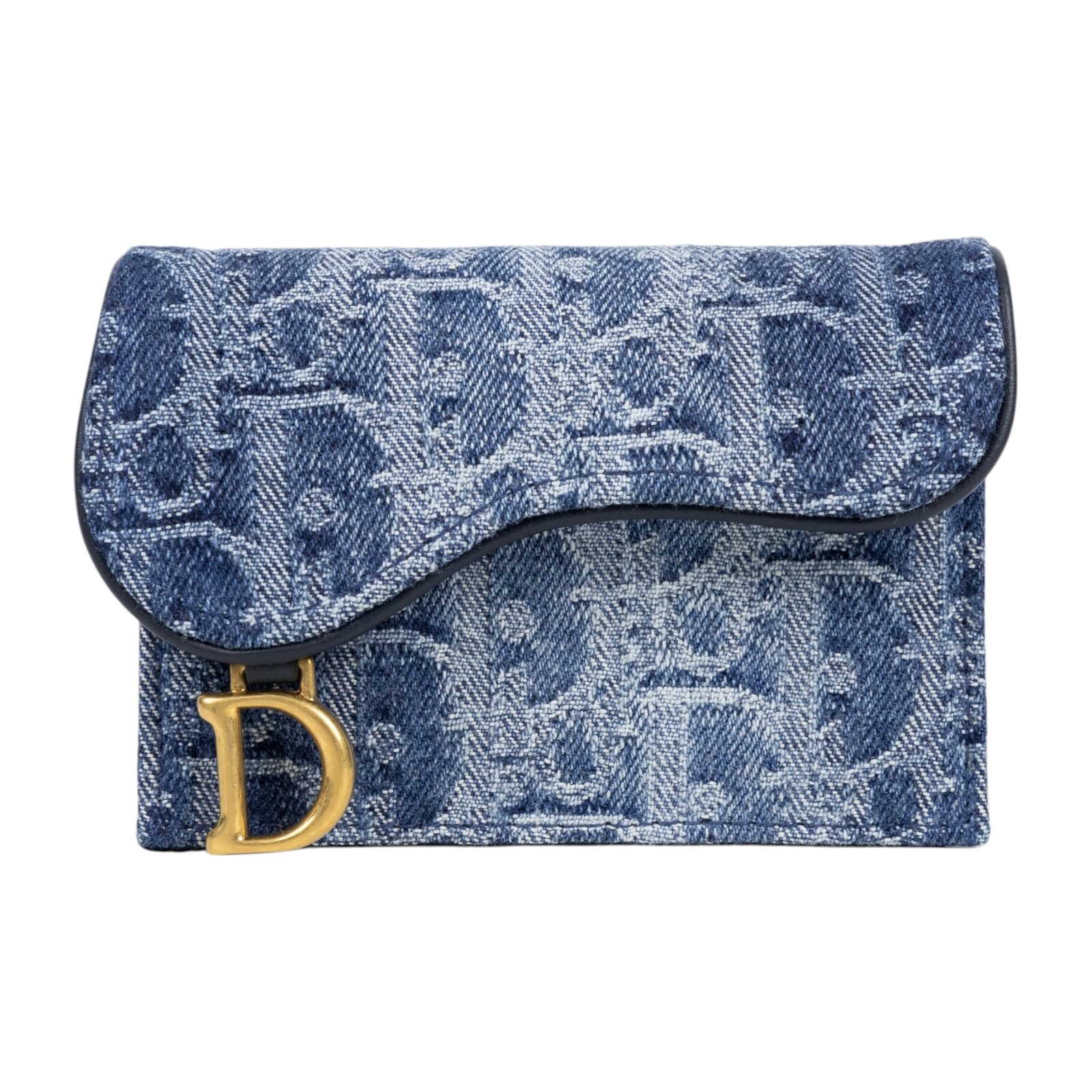 迪奧 CHRISTIAN DIOR Saddle 翻蓋卡片套 卡夾 丹寧 S5611CDCE 丹寧老花卡包 原廠盒子