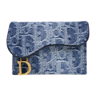 迪奧 CHRISTIAN DIOR Saddle 翻蓋卡片套 卡夾 丹寧 S5611CDCE 丹寧老花卡包 原廠盒子