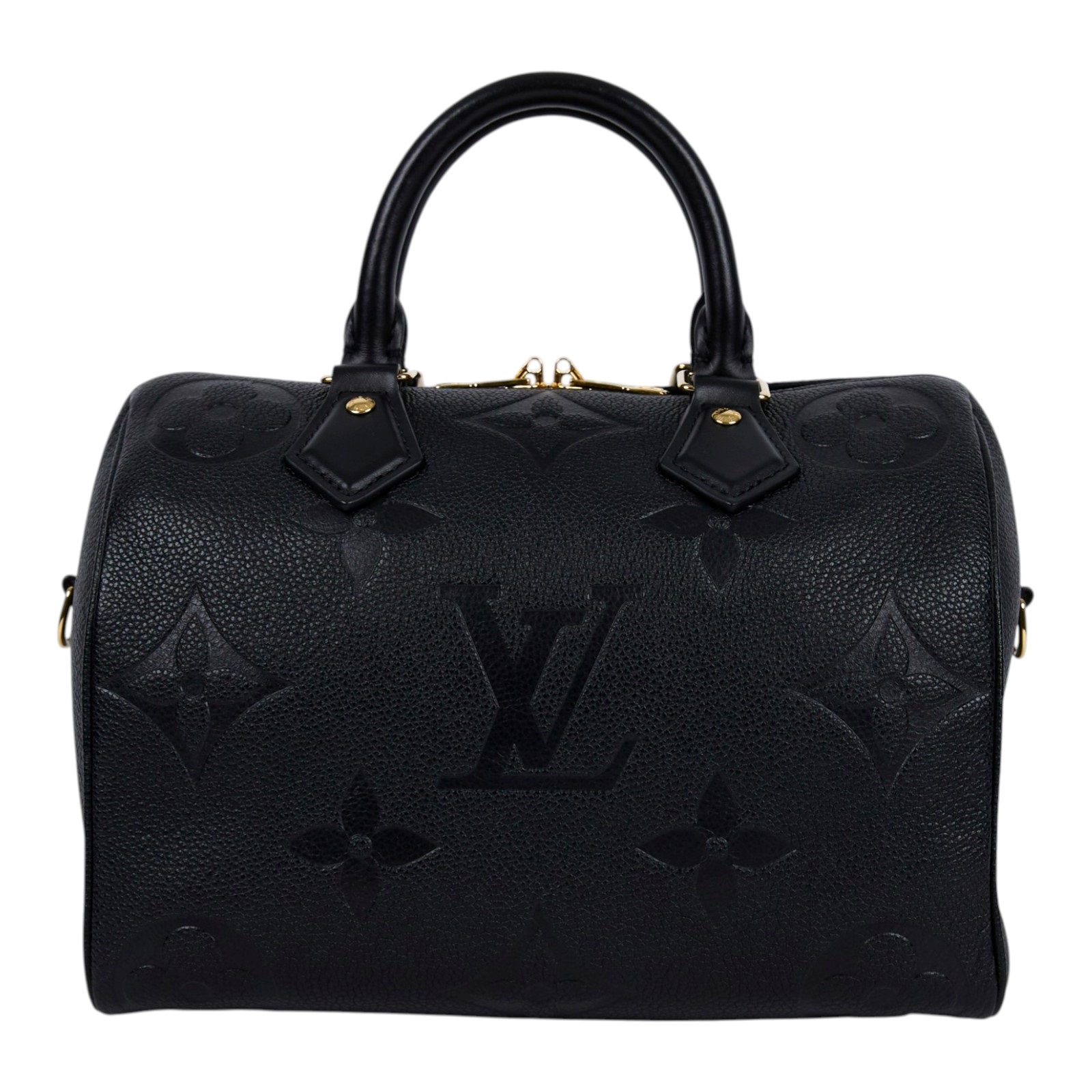 路易威登 LOUIS VUITTON Speedy Bandoulière  25 黑色 大LOGO 手提 斜背 波士頓包 M58951 晶片款  防塵袋/背帶/鎖組