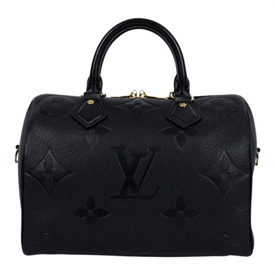 路易威登 LOUIS VUITTON Speedy Bandoulière  25 黑色 大LOGO 手提 斜背 波士頓包 M58951 晶片款  防塵袋/背帶/鎖組