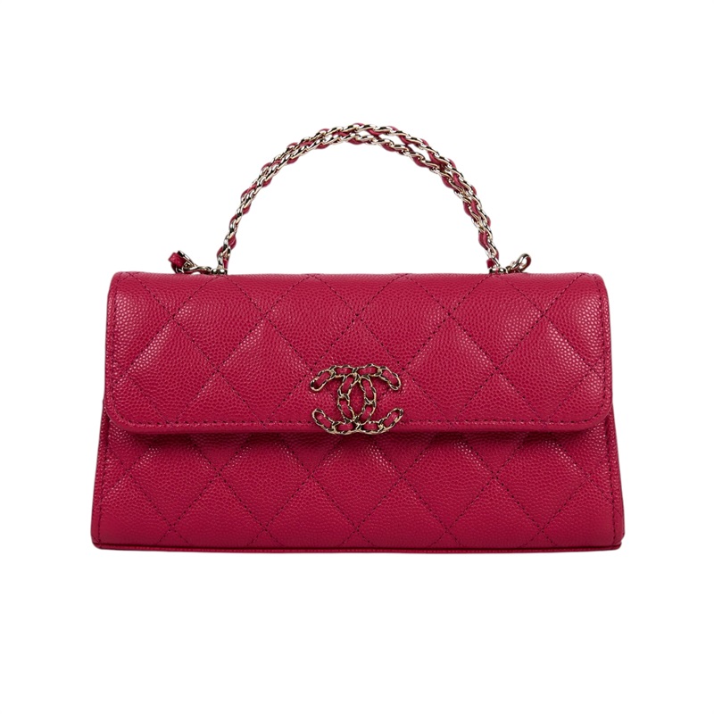 香奈兒 CHANEL Handle WOC 鍊帶 口蓋 手提包 AP3238 晶片款 紅荔枝19 COCO HANDLE 防塵袋