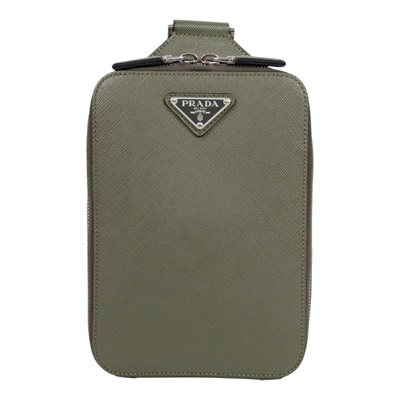 普拉達 PRADA Brique Saffiano皮革 手袋 2VZ106_9Z2 墨綠跨胸包 防塵袋