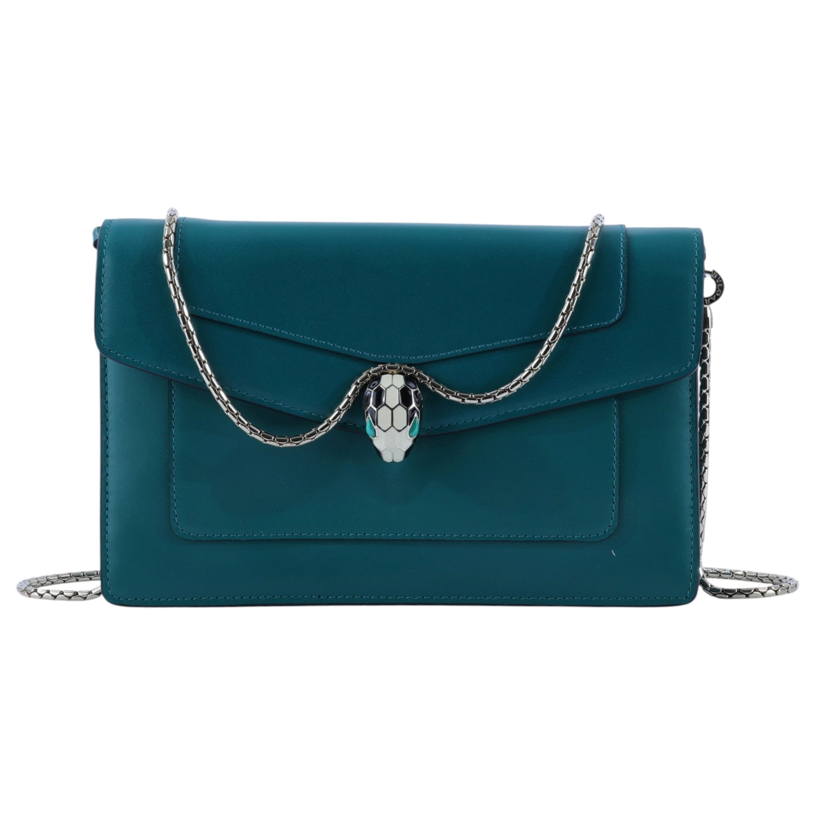 寶格麗 BVLGARI Serpenti Forever 口蓋包 280363 綠蛇頭迷你鍊包 原廠盒子/保證卡