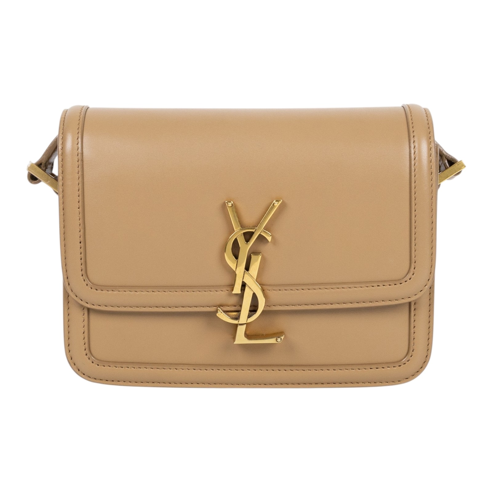聖羅蘭 YSL SAINT LAURENT solferino box 皮革 小型 書包 6343060SX0W 卡其Solferino小號 防塵袋/購買證明