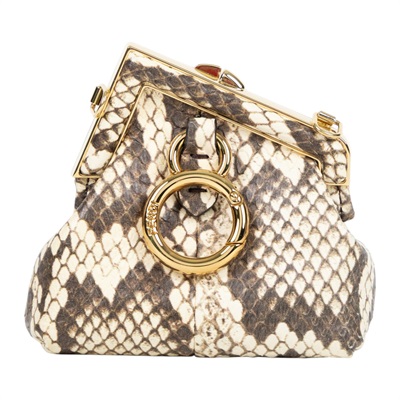 芬迪 FENDI First Nano 口金鏈條小包 零錢包 7AS051 蛇皮壓紋NANO FIRST 防塵袋