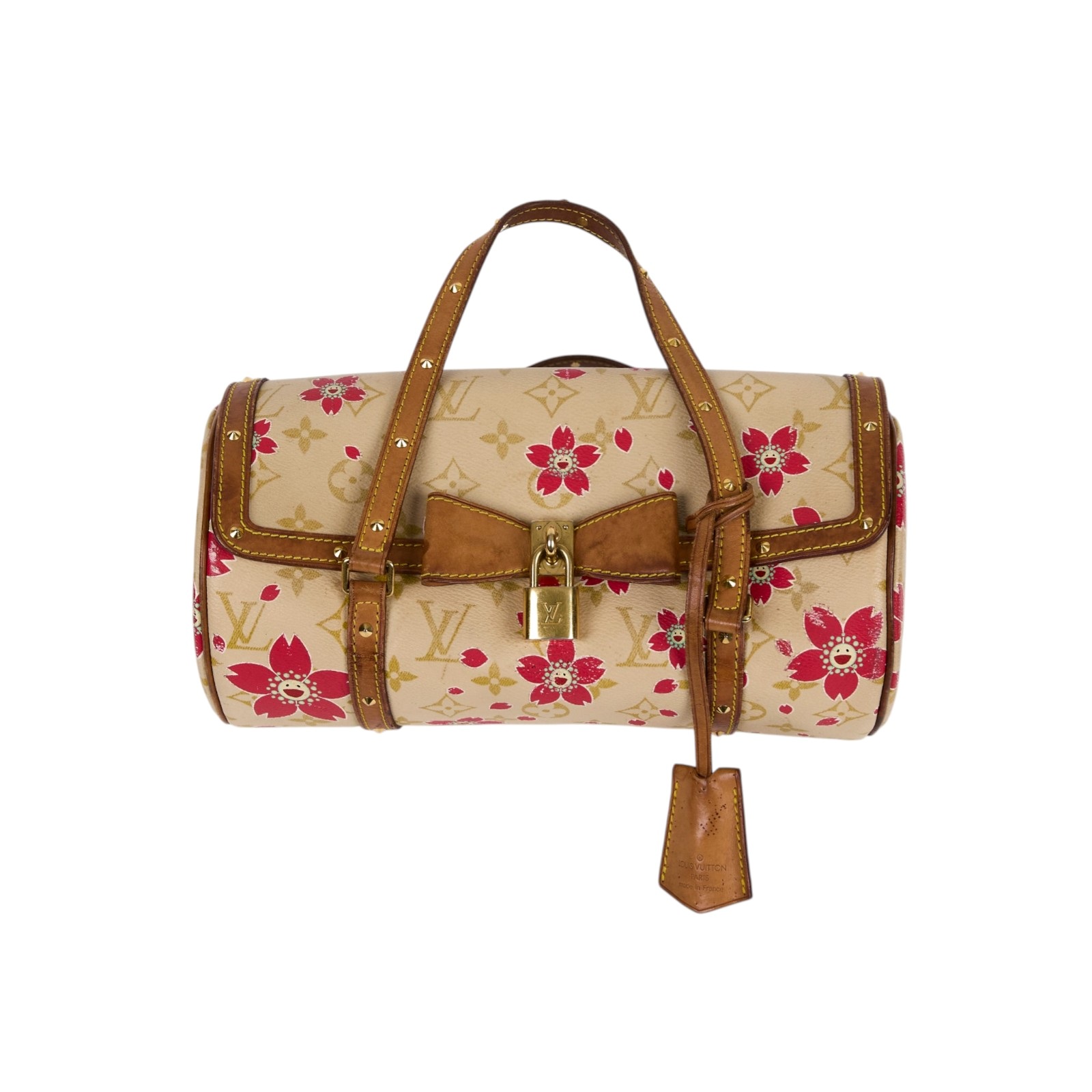 路易威登 LOUIS VUITTON 村上隆 聯名 蝴蝶結飾邊 手提包 M92011 村上隆櫻花PAPILLON 鎖組(內碼不明)