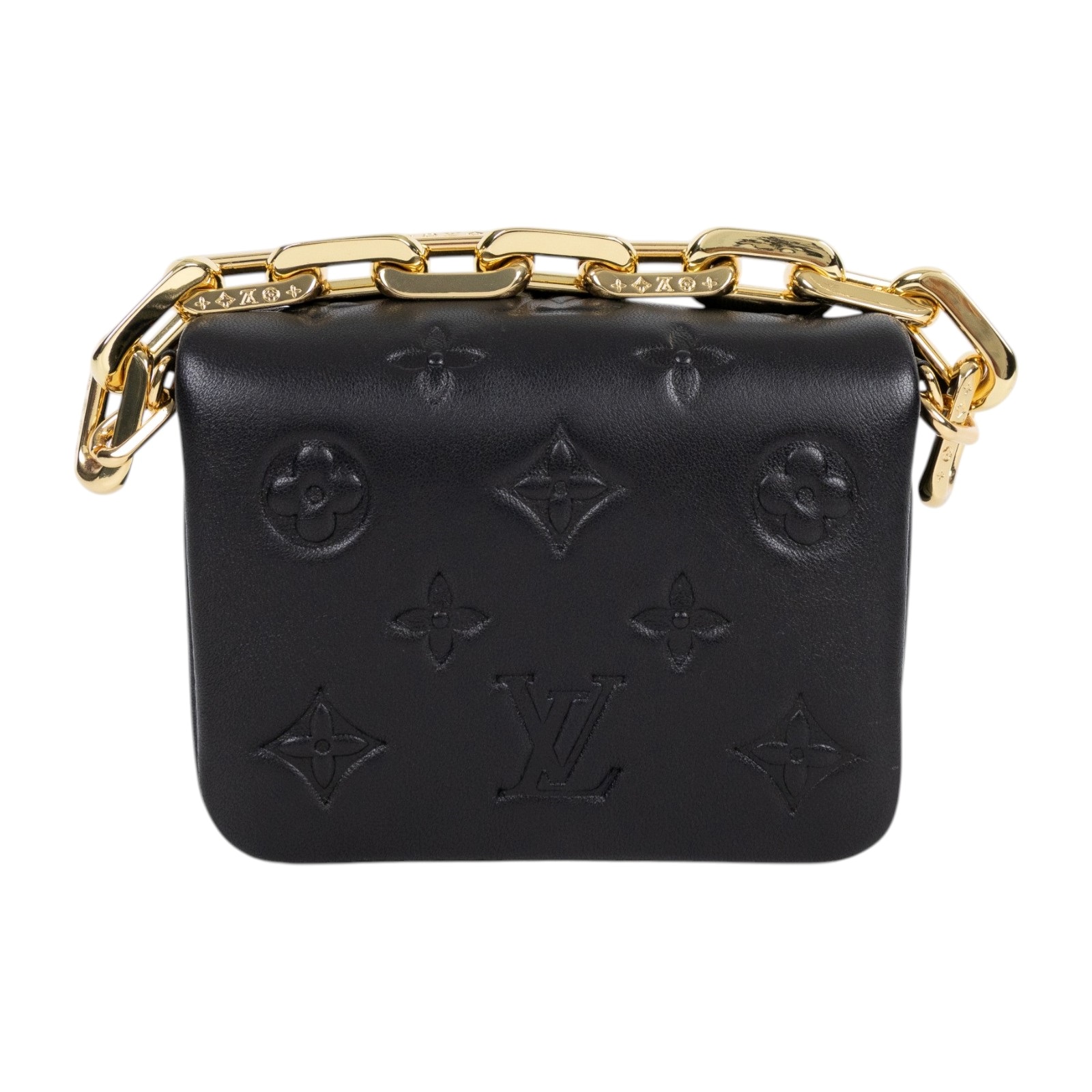 路易威登 LOUIS VUITTON Cousin Belt Chain 鏈帶包 M81125 晶片款 黑原花壓紋COUSIN 鍊帶