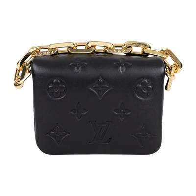 路易威登 LOUIS VUITTON Cousin Belt Chain 鏈帶包 M81125 晶片款 黑原花壓紋COUSIN 鍊帶
