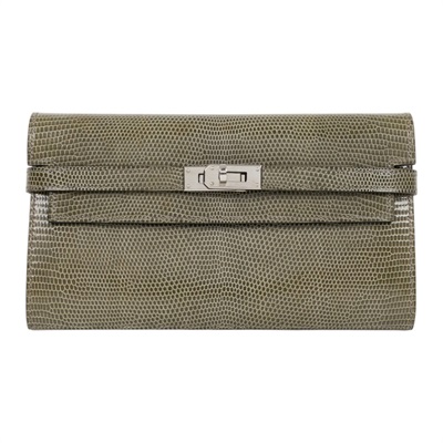 愛馬仕 Hermes Kelly 長夾 錢包 銀色五金 深灰色 H051304CK84   原廠盒子/購買證明/瀕臨絕種野生動植物國際貿易公約