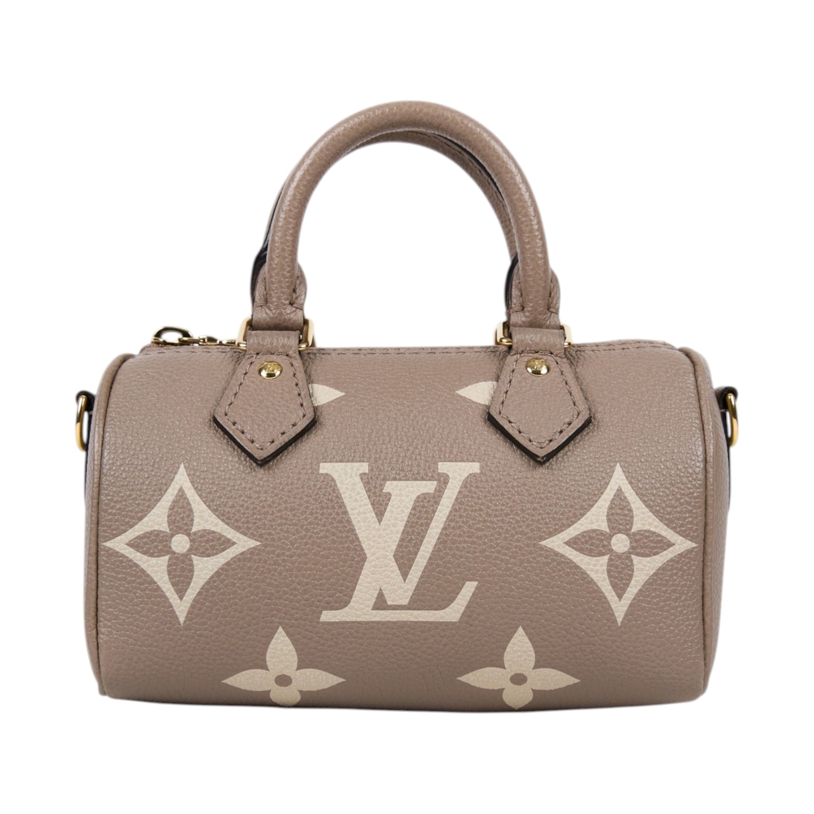 路易威登 LOUIS VUITTON Nano Speedy 手提 斜背 肩背包 灰色 奶油色 M82890 晶片款  原廠盒子/防塵袋