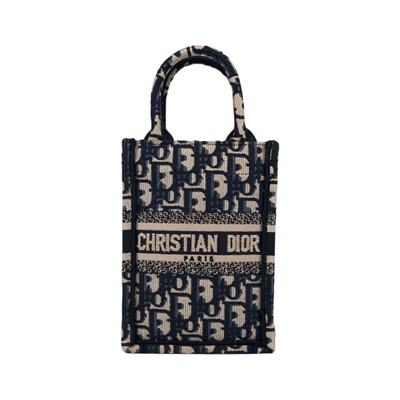 迪奧 CHRISTIAN DIOR Book Tote 迷你 直向 肩背 托特包 S5555CRIW 藍緹花帆布直立BOOK TOTE MINI 防塵袋