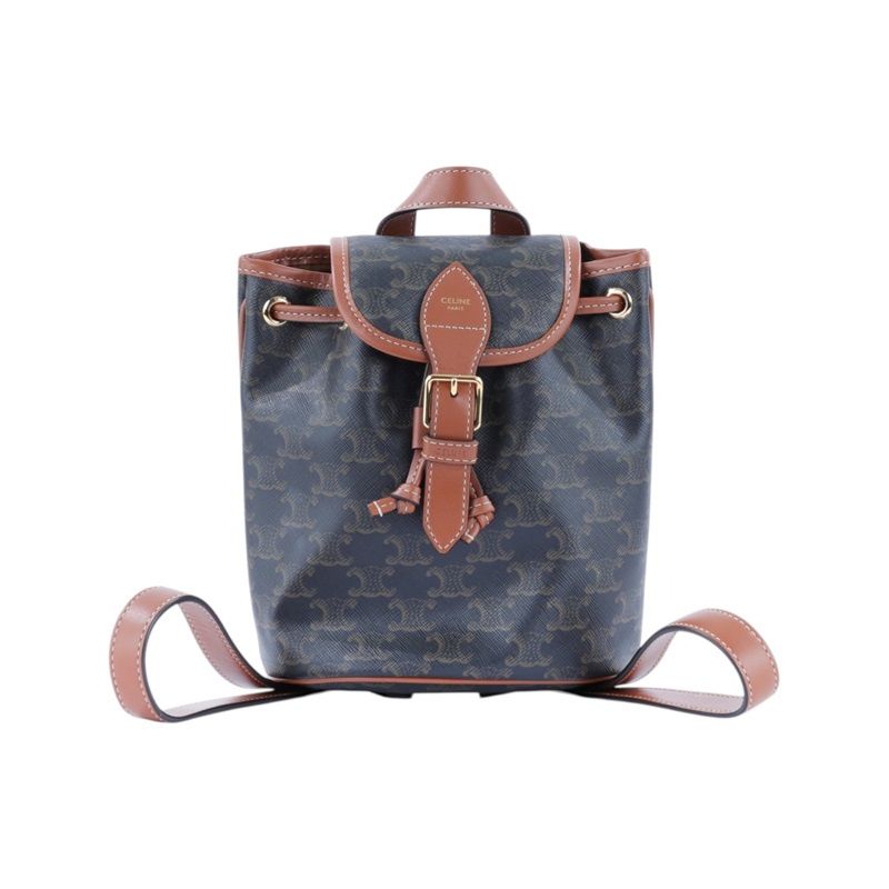 思琳 CELINE Triomphe帆布 小牛皮 迷你 Folco 後背包 197662CAS 原花TRIOMPHE FOLCO後背包 防塵袋