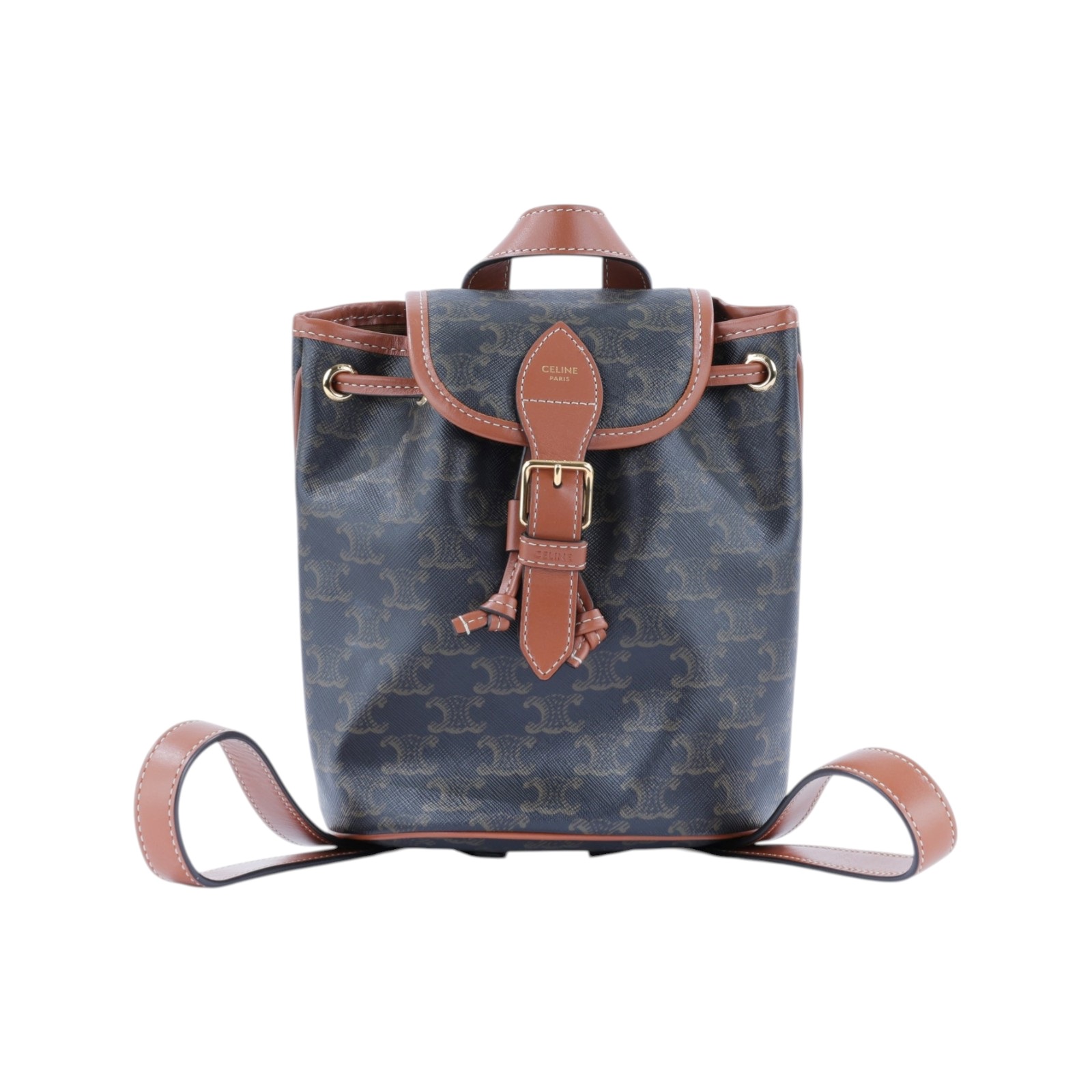 思琳 CELINE Triomphe帆布 小牛皮 迷你 Folco 後背包 197662CAS 原花TRIOMPHE FOLCO後背包 防塵袋