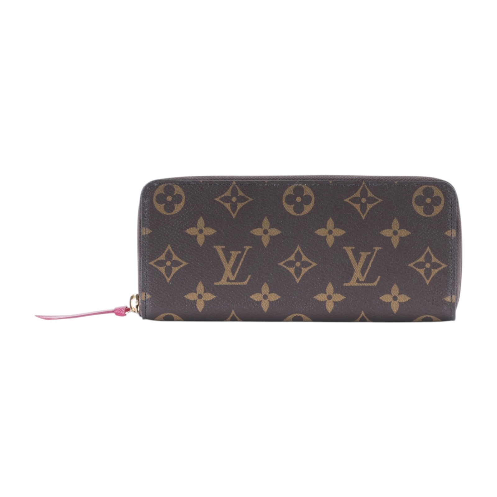 路易威登 LOUIS VUITTON Clémence 錢包 拉鍊 長夾 經典帆布 紫紅色 M60742 晶片款 原花Clémence拉鍊長夾 原廠盒子/防塵袋
