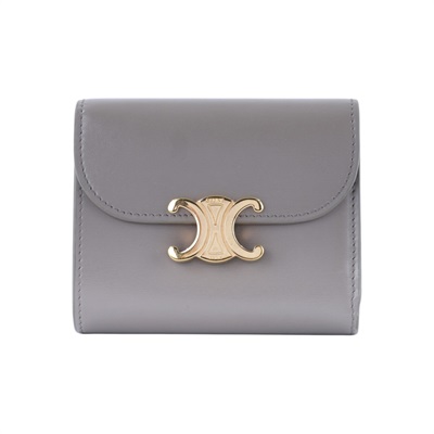 思琳 CELINE 亮面牛皮革 小型 TRIOMPHE COMPACT 銀包連零錢格 10D783DPV 凱旋三折短夾 原廠盒子/防塵袋