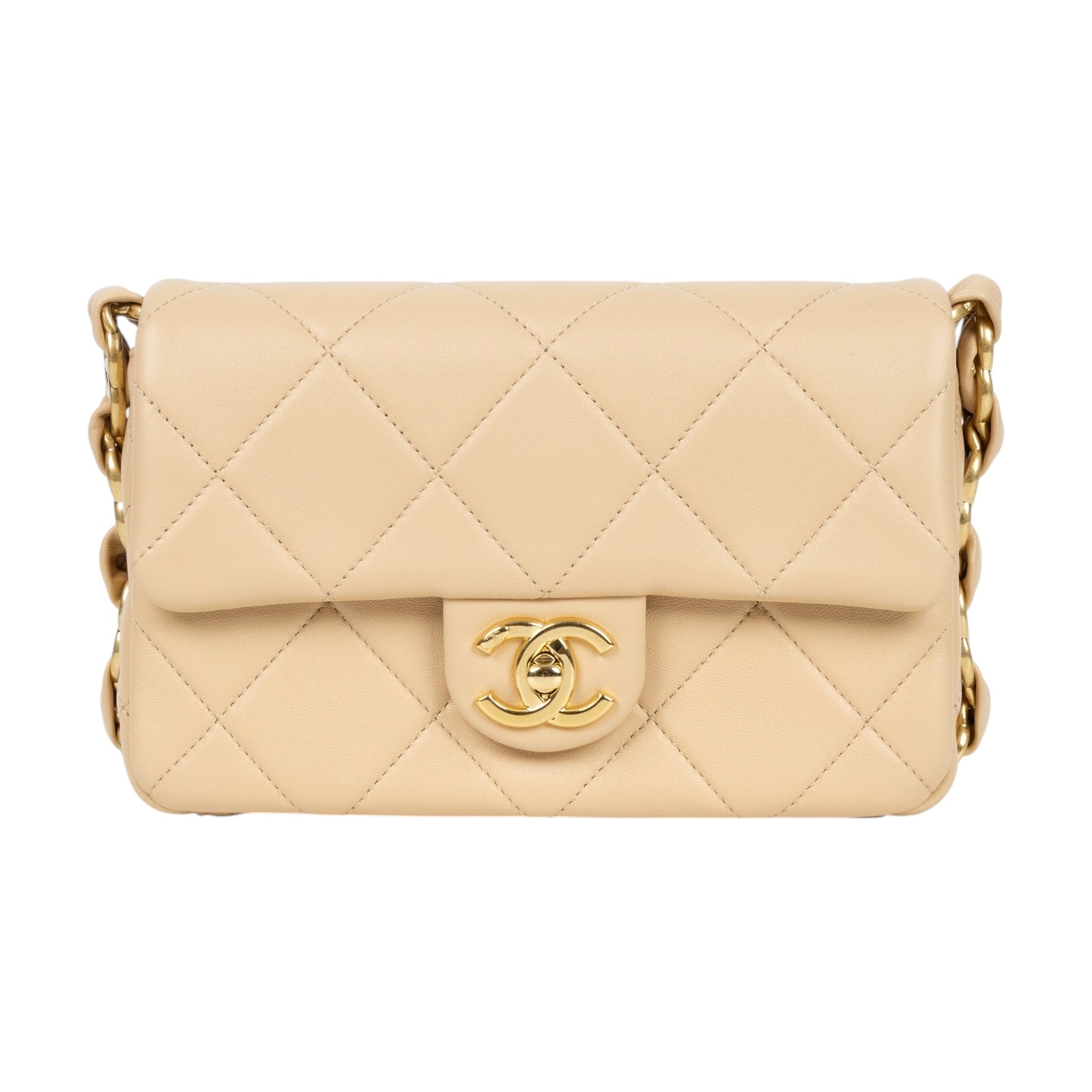 香奈兒 CHANEL 肩背 口蓋包 AS5174 B18293 晶片款 奶茶肩背包 原廠盒子/防塵袋/購買證明