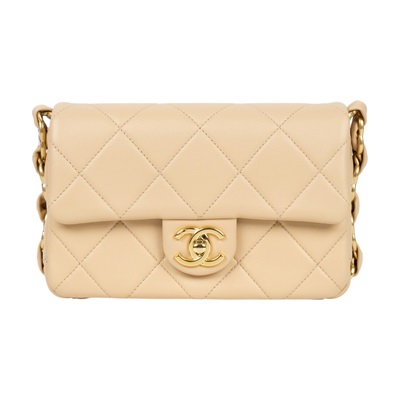 香奈兒 CHANEL 肩背 口蓋包 AS5174 B18293 晶片款 奶茶肩背包 原廠盒子/防塵袋/購買證明