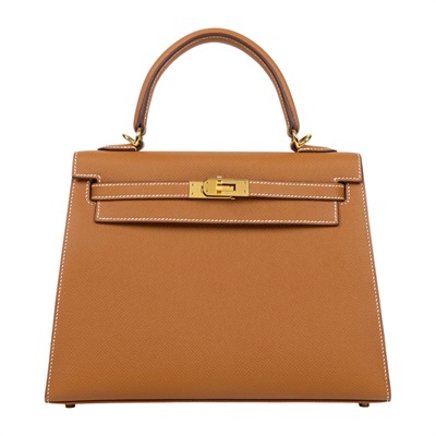 愛馬仕 Hermes Kelly Bag 凱莉包 25 KL25 UMA542DE U刻金棕金KELLY25 EPSOM 防塵袋/鎖組/背帶