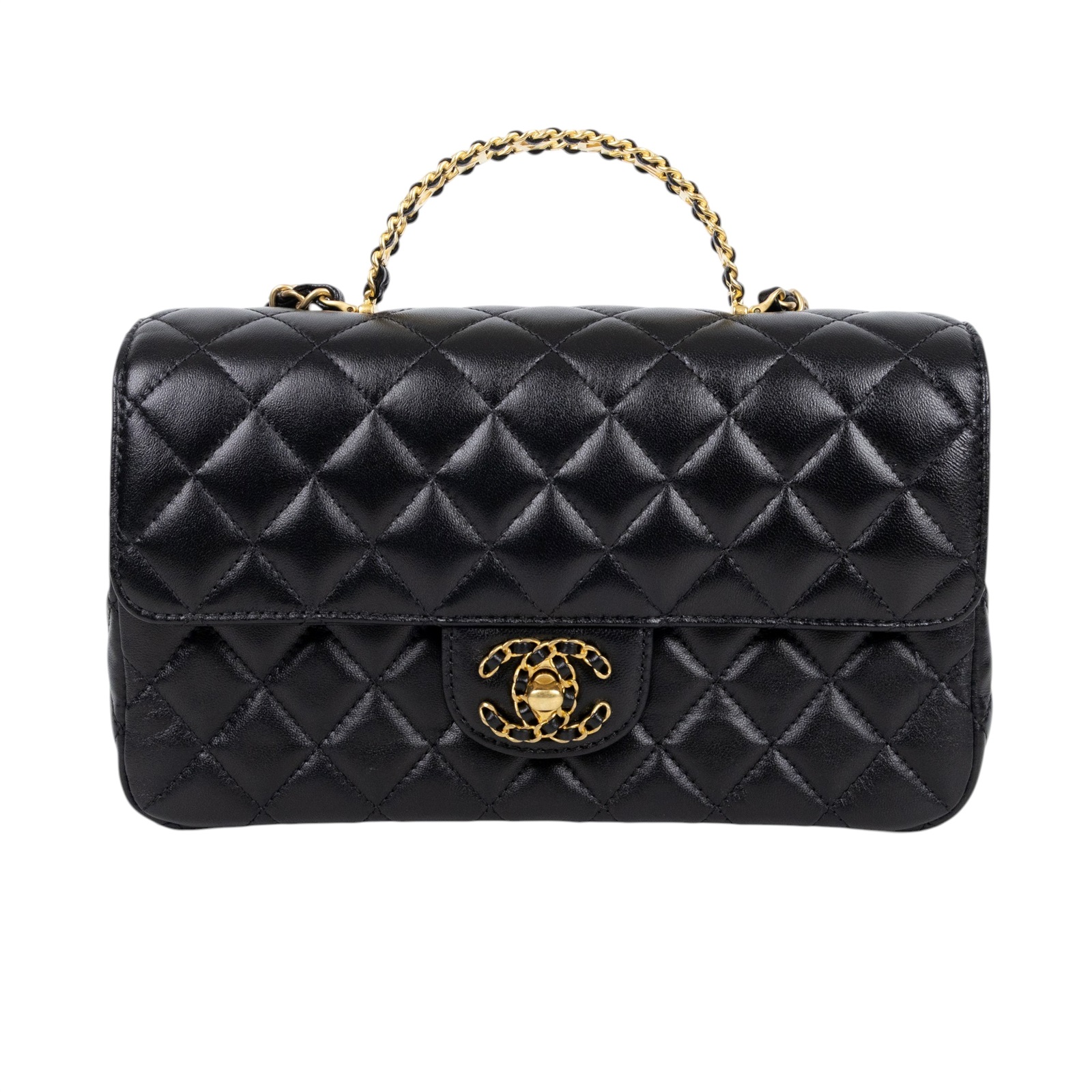 香奈兒 CHANEL COCO Handle 手提包 口蓋包 肩背包 斜背包 AS4530 晶片款 黑羊手提包 原廠盒子/防塵袋