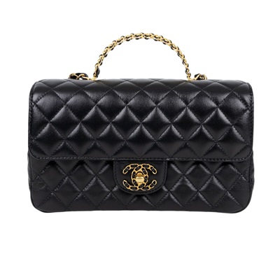 香奈兒 CHANEL COCO Handle 手提包 口蓋包 肩背包 斜背包 AS4530 晶片款 黑羊手提包 原廠盒子/防塵袋